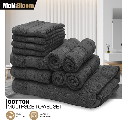 Bath Towel Set Stacked Arrangement Terry Cloth Crisp