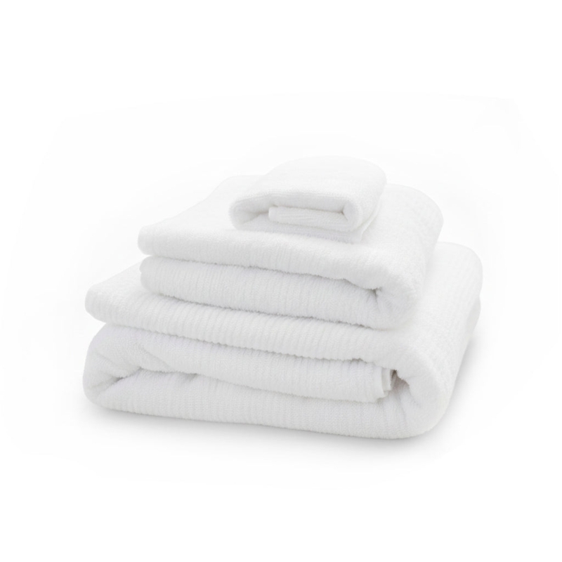 Bath Towel with Dobby Border, Plush White Terrycloth Stack, Spa Style.