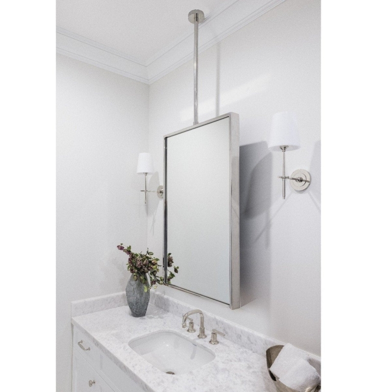 Bathroom Mirror Ceiling Mount, Adjustable Poles, Polished Finish