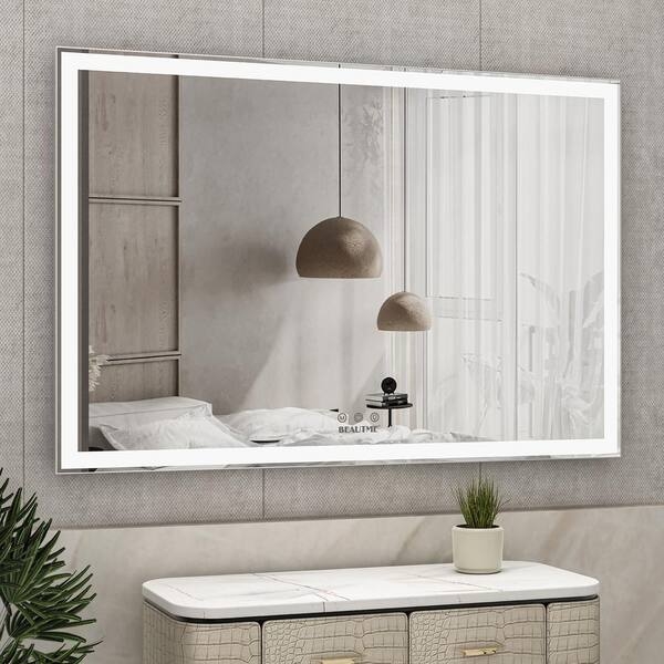Bathroom Mirror Led Backlighting Oversized Scale Rectangle Silhouette
