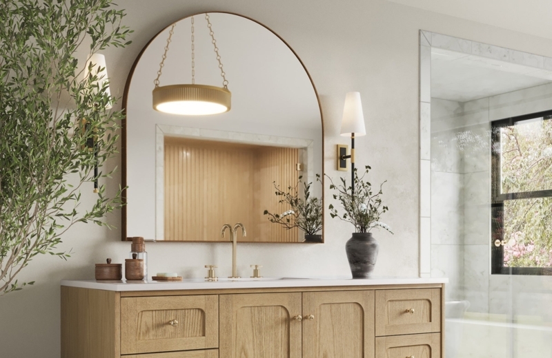 Bathroom Vanity Navy Blue Cabinetry Matte Black Fixtures