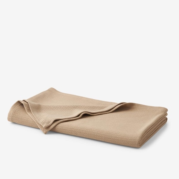 Bed Blanket Sand Honeycomb Weave Tactile Richness Cotton