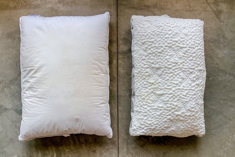 Bed Pillow Stack: Minimalist Monochromatic White High Loft Arrangement