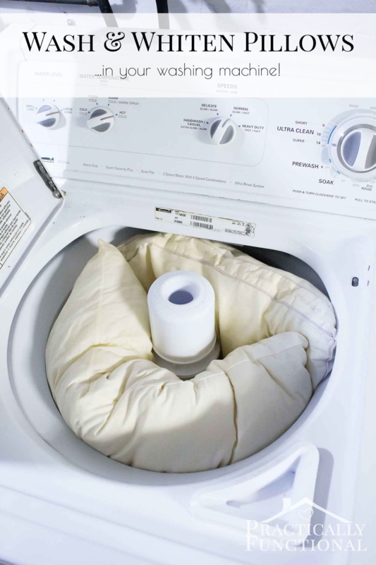 Bed Pillow Washing: Refreshing Plush White Pillows in Top Loading Drum