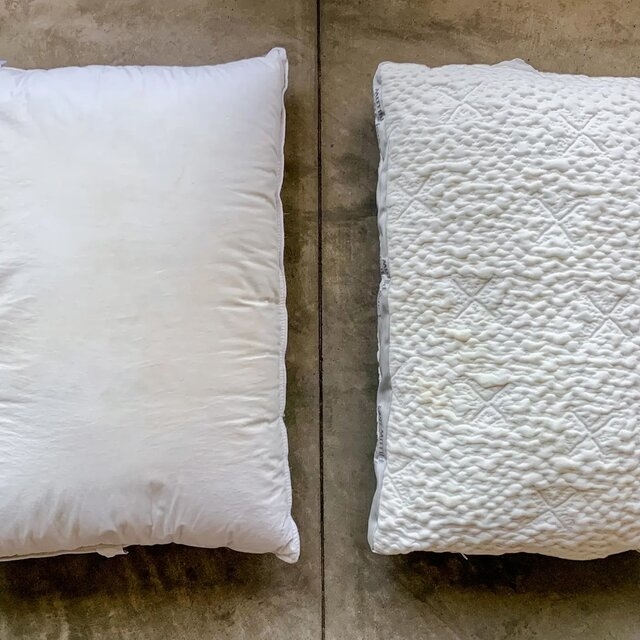 Bed Pillows in Tonal Blue Palette with Quilted Top Texture