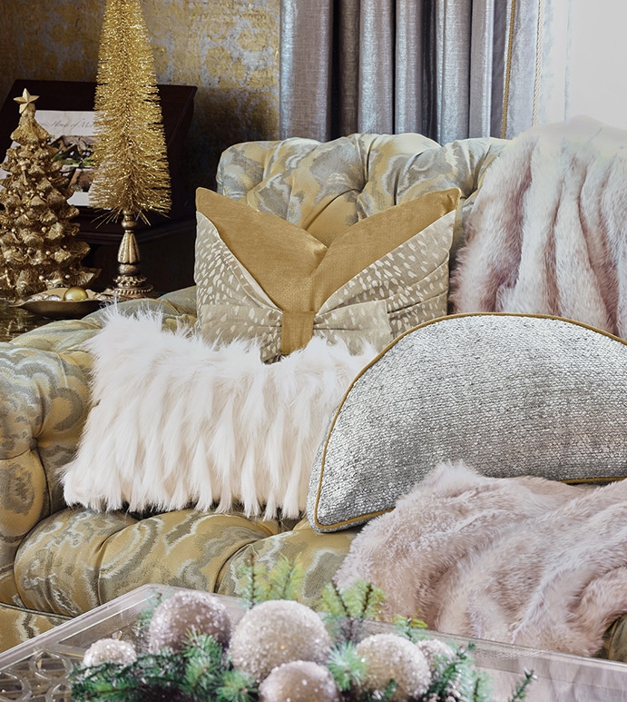 Bedding Set: Gold and Ivory Metallic Damask with Layered Textures
