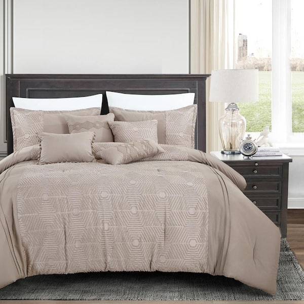 Bedding Set Shirred Texture Tonal Gray Layering Textured Bedding