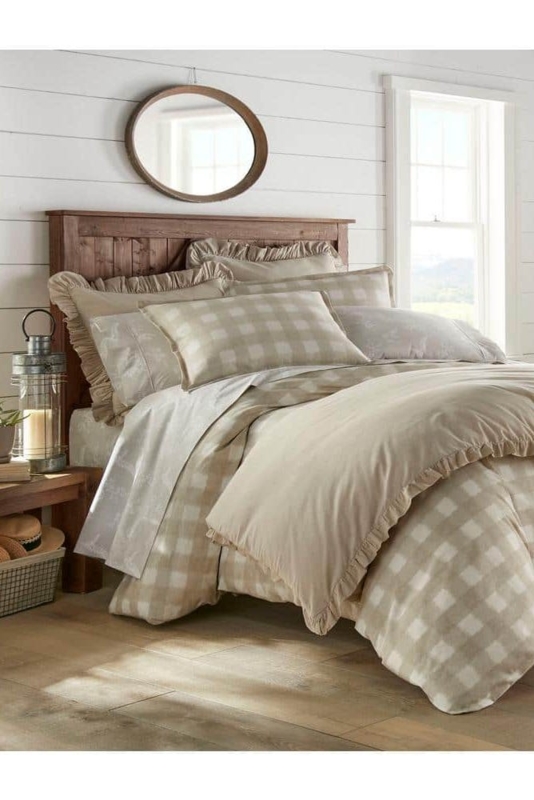 Bedding Set with Grey Geometric Print, Modern Farmhouse Bedding Set