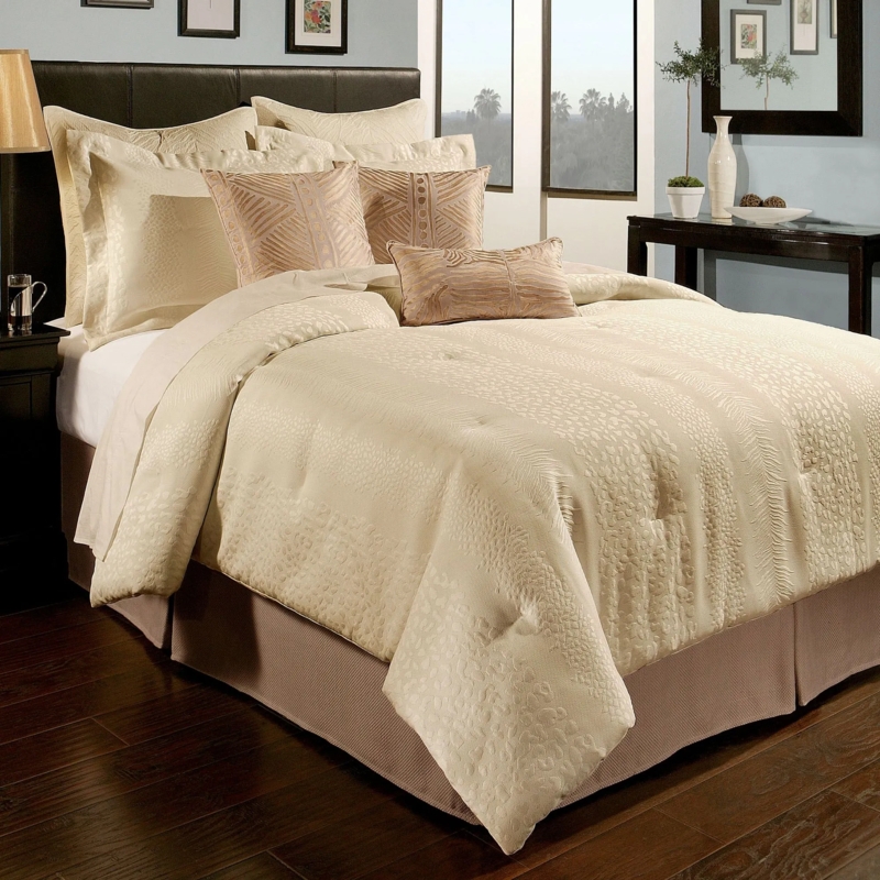 Black and Cream Comforter Set Animal Print Stripes Modern Safari