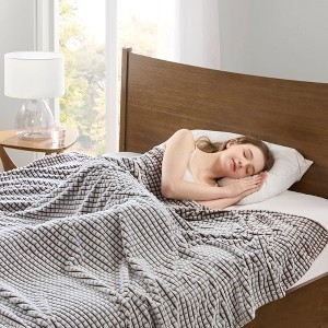 Blanket Brown Fleece Like Plush Texture Stitched Edges Minimalist
