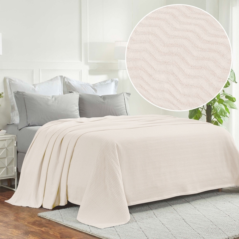 Blanket Cream Textured Chevron Weave Farmhouse Style