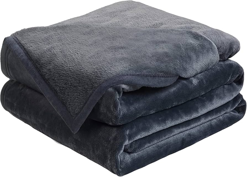 Blanket Dark Grey Microplush Fuzzy for Bed Decor