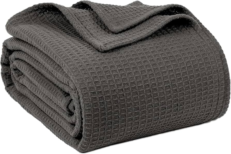 Blanket | Dark Grey Waffle Weave | Breathable Cotton Summer Layer
