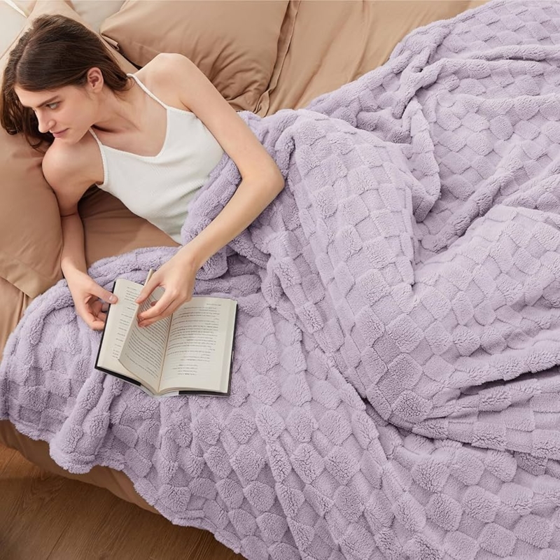 Blanket Lavender Fog High Pile Fuzzy Fleece Plush