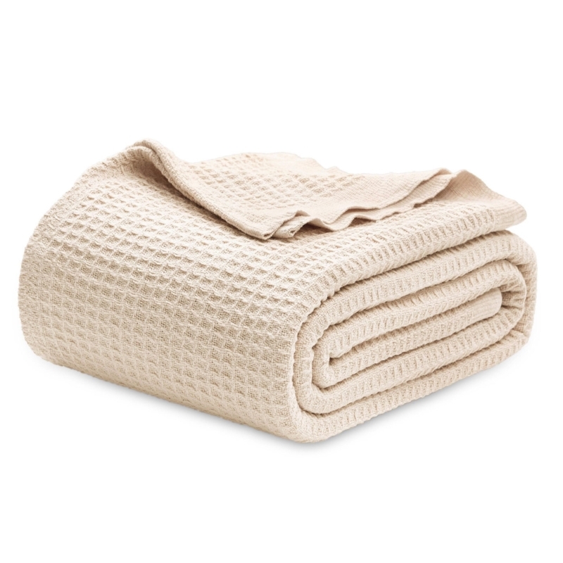Blanket | Yellowish Cream Waffle Weave | Cozy Cotton Thermal Layer