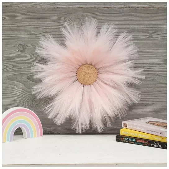 Boho 3D Pink Pampas Grass Shadow Box Wall Art Wood Frame