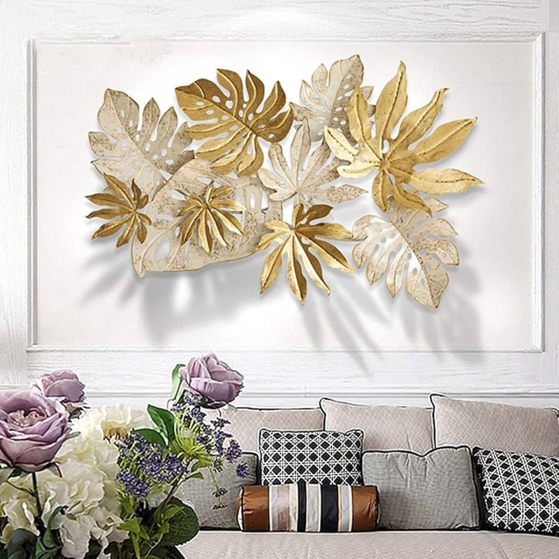 Botanical Wall Sculpture 3D Layered Metallic Leaves