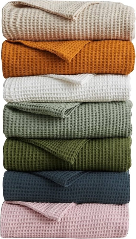 Bronze Waffle Weave Throw Blanket with Tasseled Fringe Accent
