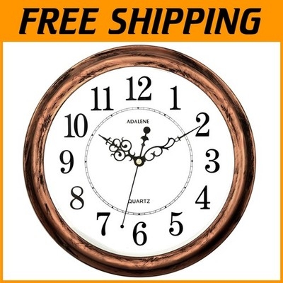 Brushed Metal Wall Clock Arabic Numerals Traditional Style