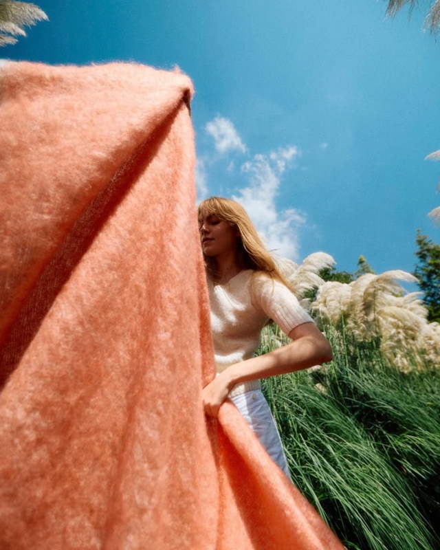 Brushed Mohair Throw Blanket Poppy Red Fringed Edge Vibrant