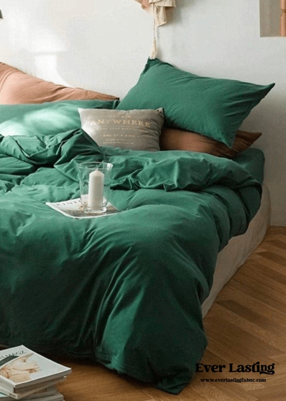 Brushed Texture Sheet Set Forest Green Velvety Soft Cozy Bedroom Idea