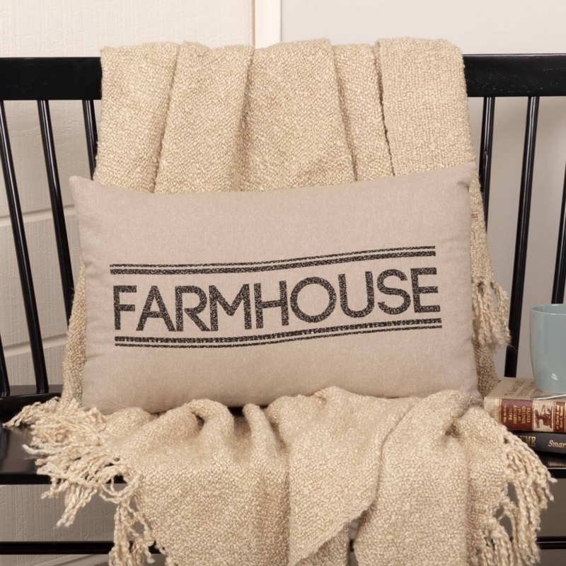 Charcoal Check Lumbar Pillow with Vertical Ruffle Detail