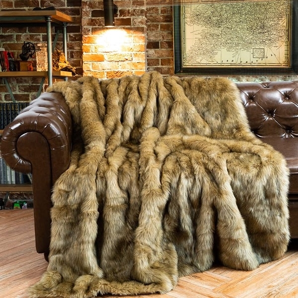 Charcoal Grey Long Pile Heavyweight Faux Fur Throw Blanket