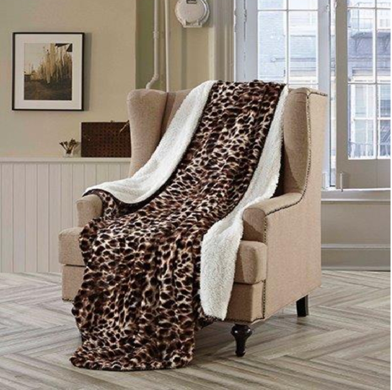 Cheetah Faux Fur 50" by 70" Throw Sherpa Safari Wildlife Blanket