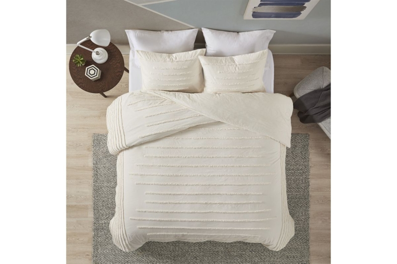 Chenille Comforter Set, Geometric Tufted Pattern - Boho Style