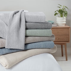Chenille Throw Blanket Stack Neutral Bobble Knit Texture