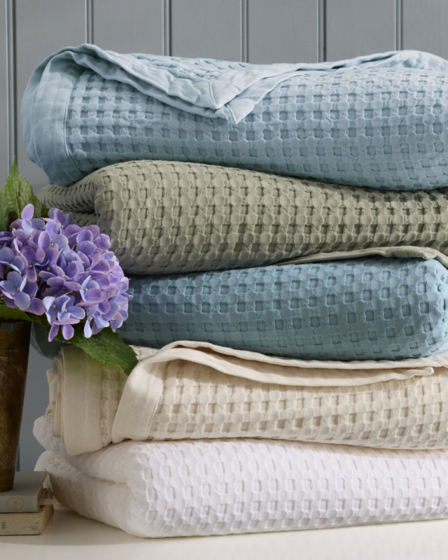 Chunky Waffle Weave Throw Blanket in Muted Sage Green