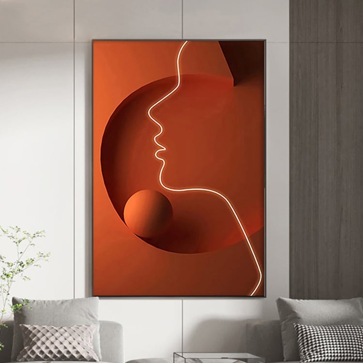 Circular Sculptural Wall Art Set of 3 Orange Radial Ribbed Texture