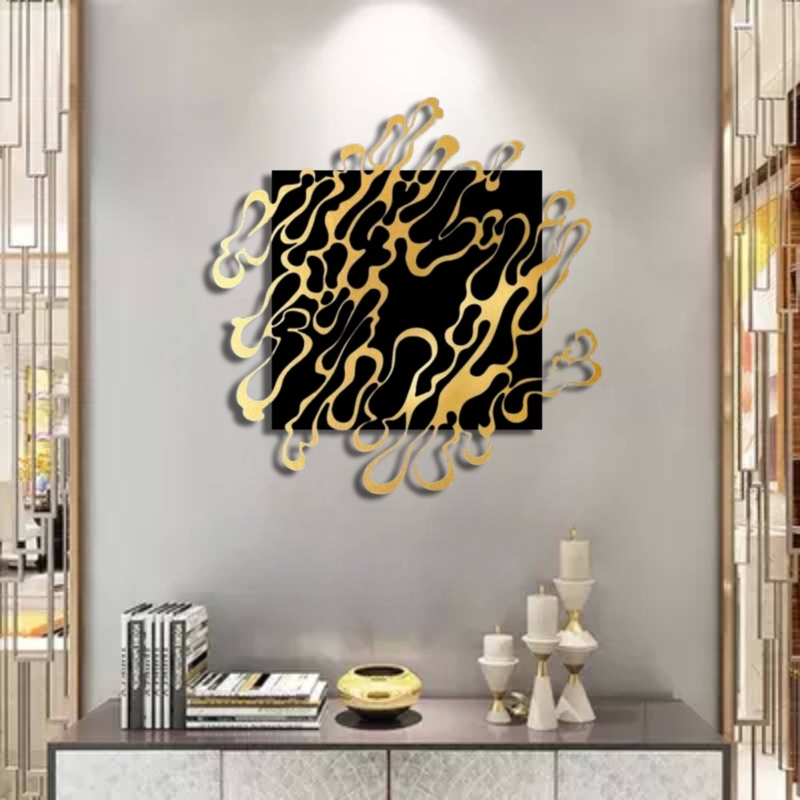 Circular Wall Art with Mixed Metallic Discs and Black Frame