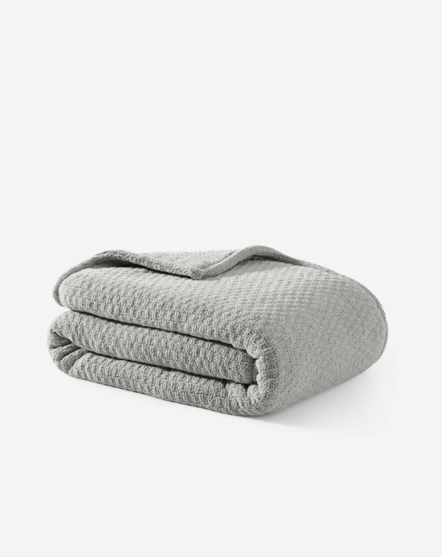Cloud Gray Weighted Blanket with Channeled Quilting Texture
