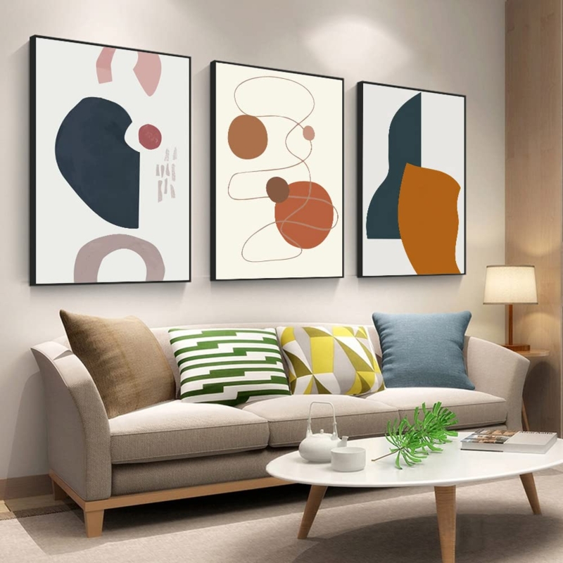 Colorful Triptych Wall Art: Geometric Gradients on Canvas