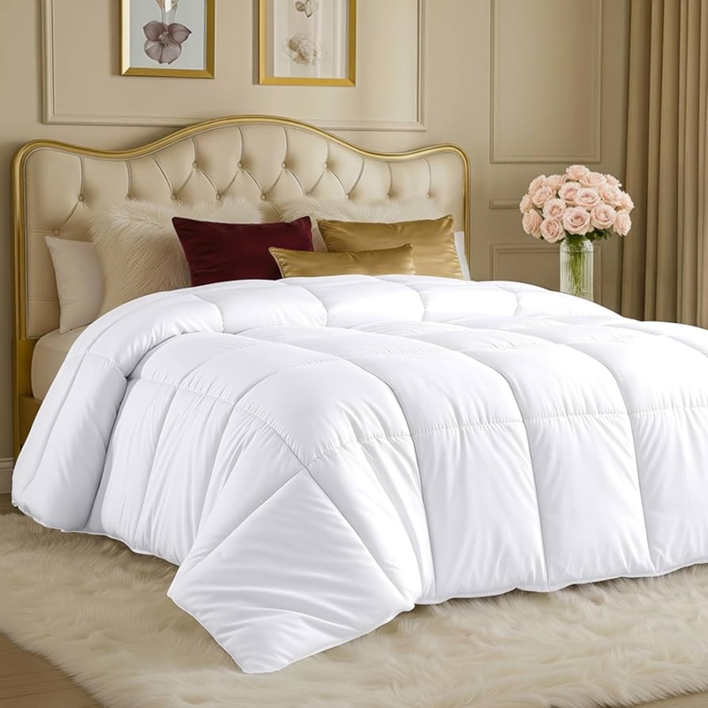 Comforter Corner Tabs Box Stitching White Comforter With Corner Tabs