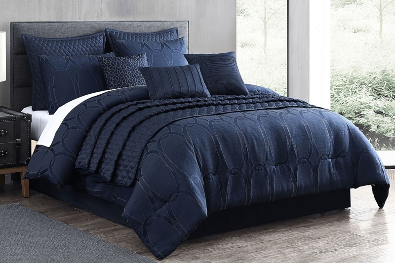 Comforter Set 10-Piece Geometric Design Tailored Contemporary