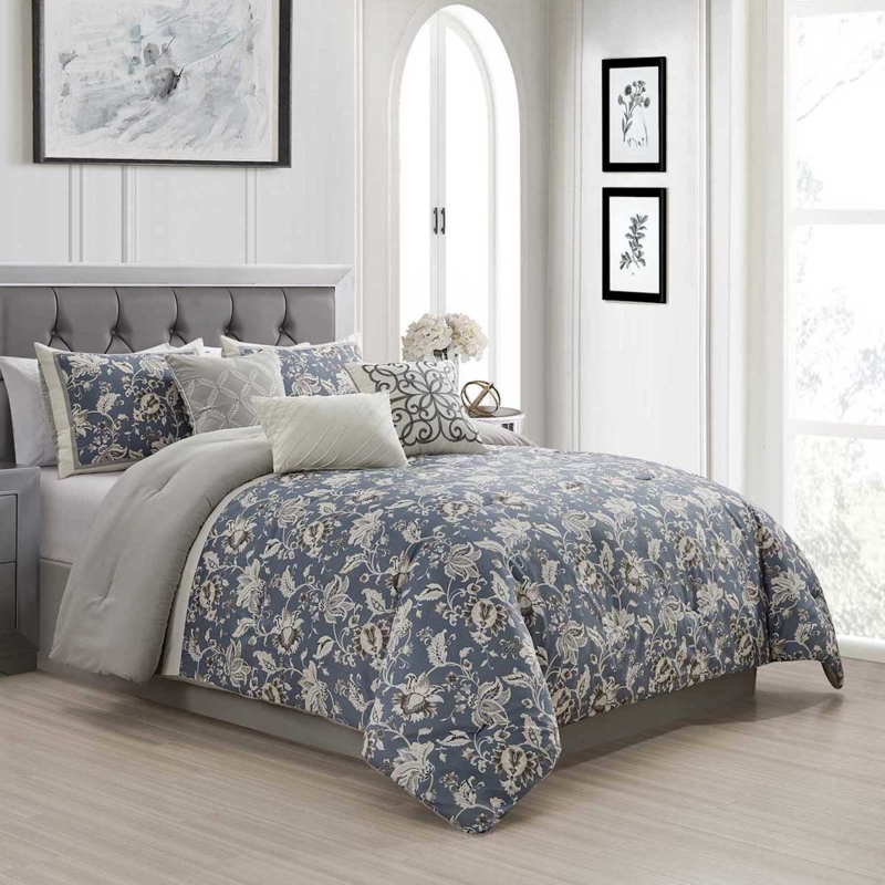 Comforter Set 7-Piece Brighton Multicolor Floral Botanical Cottage Style