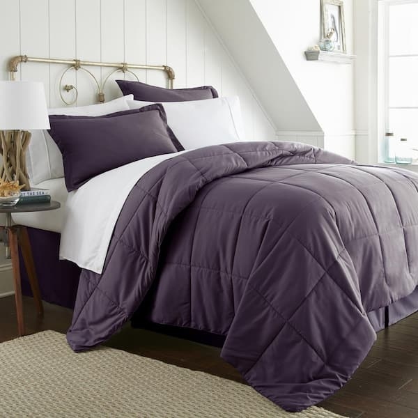Comforter Set 8-Piece Lavender Pintuck Pleated Bedding