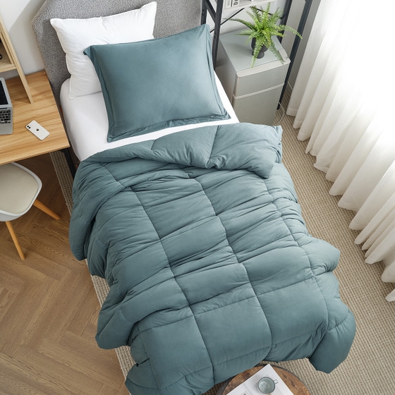 Comforter Set Balsam Green High Pile Texture High Loft Plush