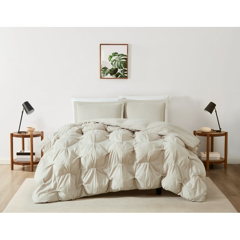 Comforter Set Beige Cloud Puffer Boxed Pleat Quilted Texture Casual