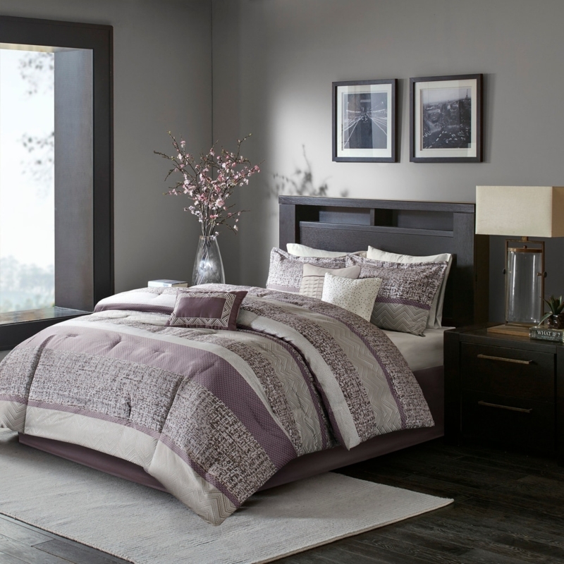 Comforter Set Blue Grey Jacquard Floral Pattern Traditional Elegant