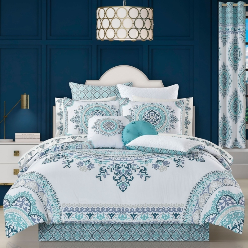 Comforter Set Bohemian Burnt Orange Medallion Pattern Embroidered