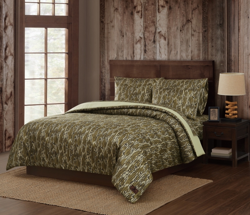 Comforter Set Camouflage Pattern Bark Texture Rustic Cabin Decor