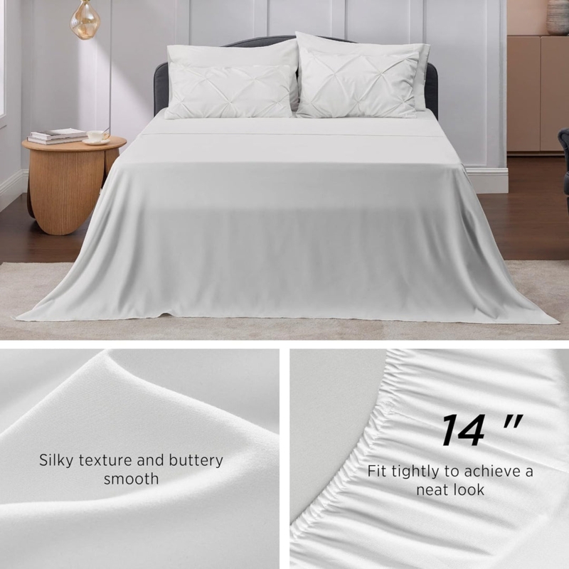 Comforter Set Charcoal Gray Pintuck Detailing Matching Shams