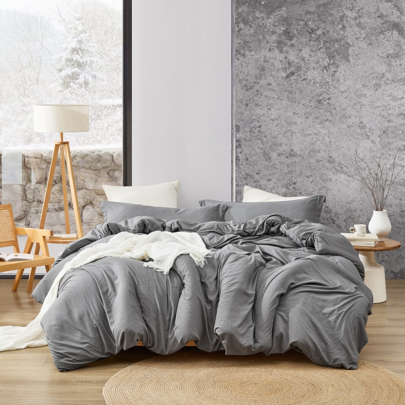 Comforter Set Charcoal Shaggy Texture Plush Loft Contemporary Bedding