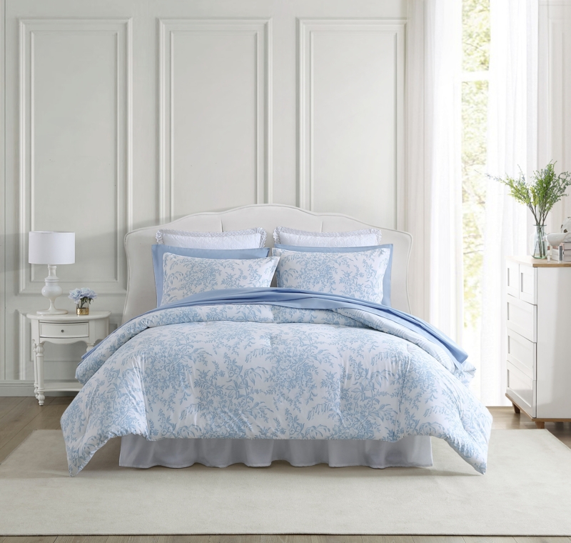 Comforter Set Coastal Botanical Bedroom Decor Reversible Pattern
