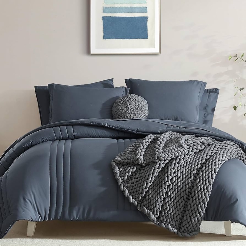 Comforter Set Color Blocked Design Chevron Shams Geometric Pattern Set