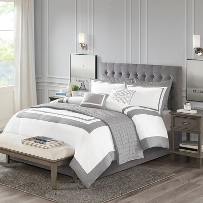 Comforter Set Diamond Quilt Combo Charcoal Grey Layered