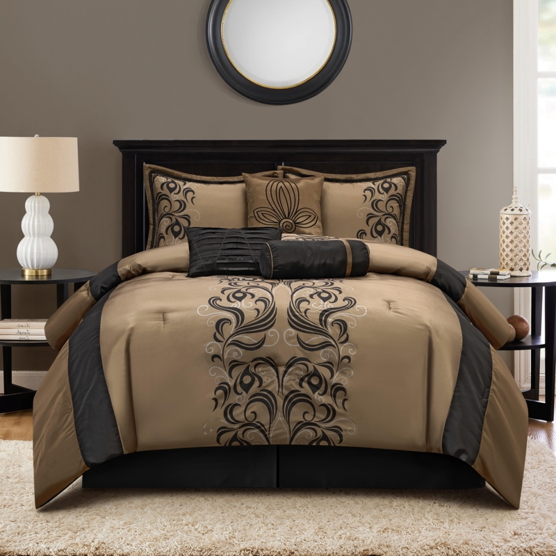 Comforter Set Embroidered Accents Glam Traditional Bedding Styles